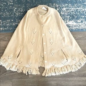 Vintage Cream poncho/cape sweater